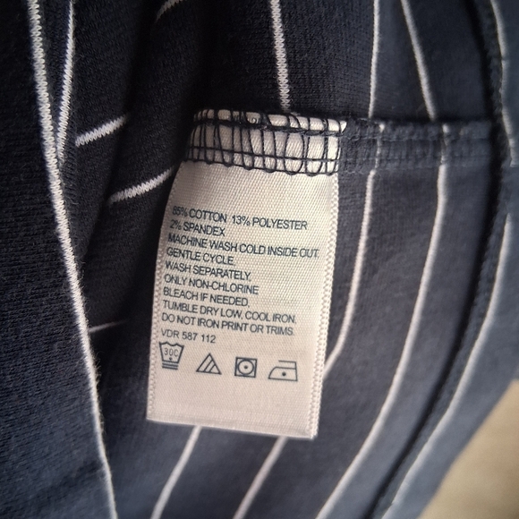 Nautica Navy Blue & White Striped Dress Nautical Button Detail Size Med Sailor - Picture 5 of 5